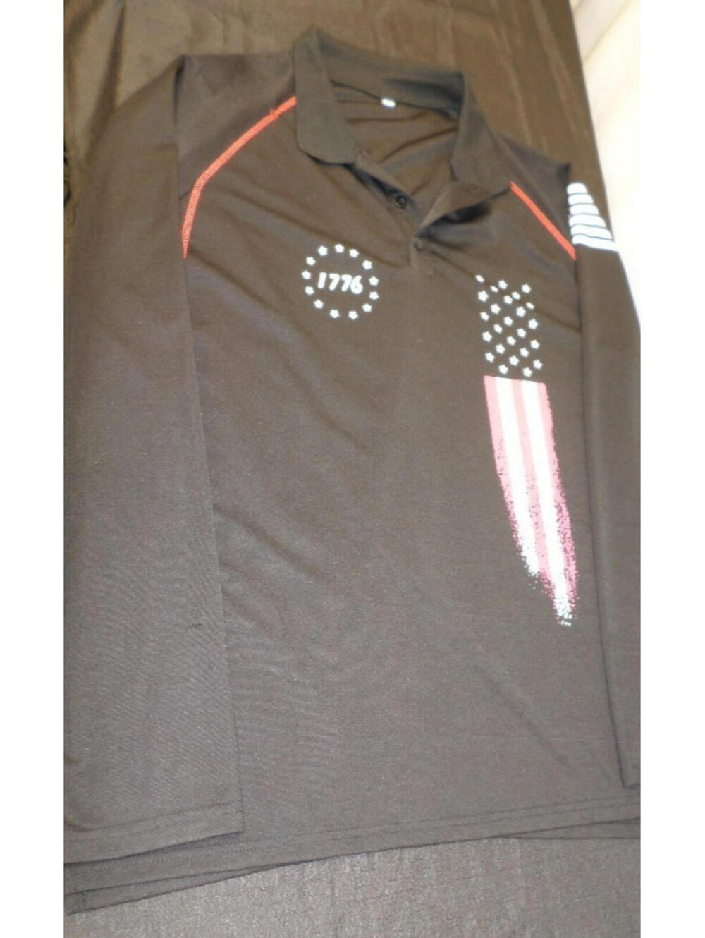 CLEAN EUC 1776 AMERICAN FLAG LIGHTWEIGHT LONG SLEEVE BLACK SHIRT SZ 3X-LARGE
